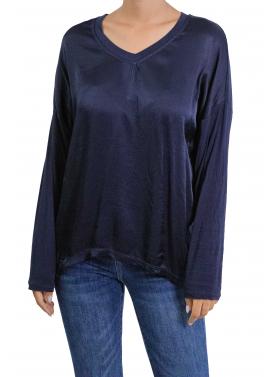 Maglia con dettagli in raso e colletto con scollo a V
